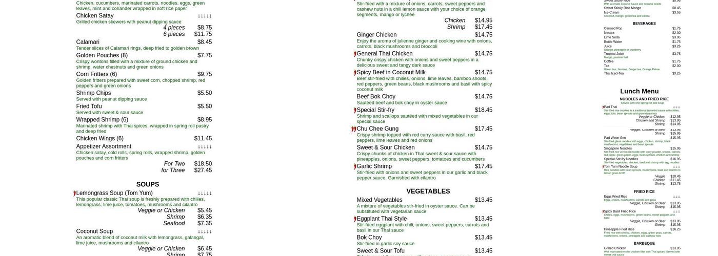 Thai Orchid Menu