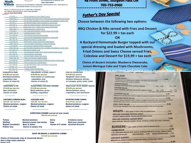 Lorraine's Restaurant Menu