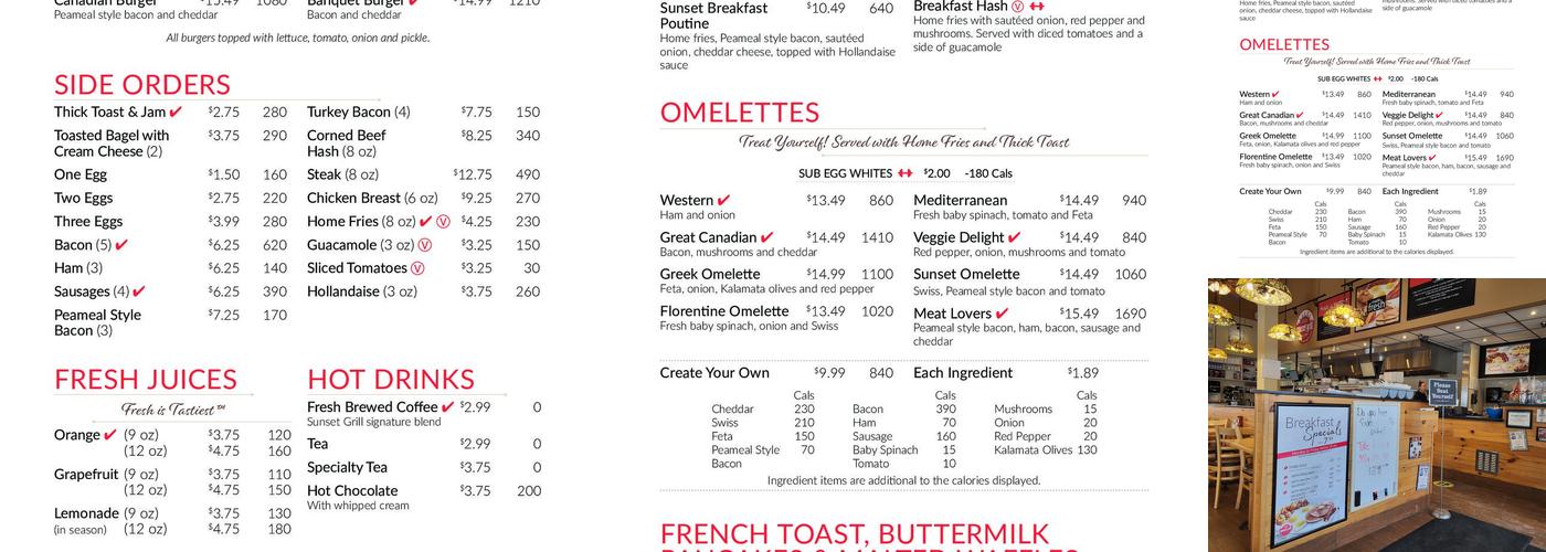 Sunset Grill Menu