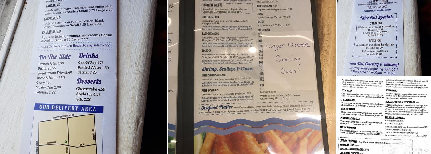 Halibut 'N' Malt Fish & Chips Menu