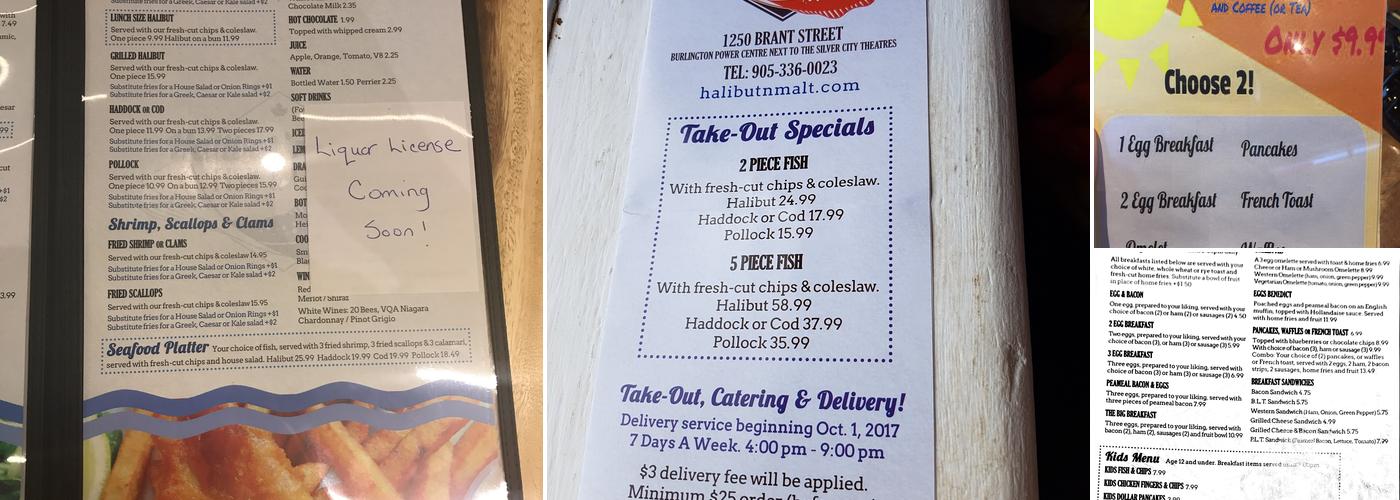 Halibut 'N' Malt Fish & Chips Menu