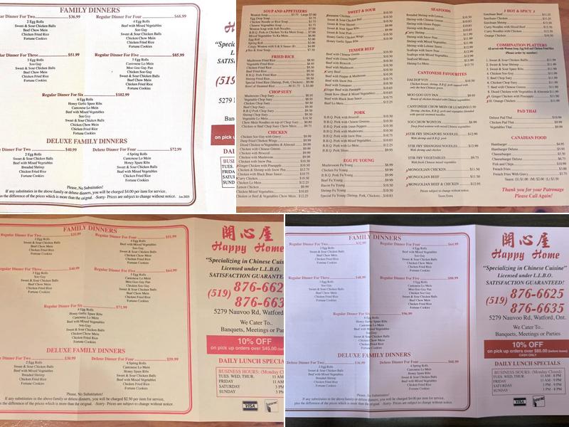 Happy Home Restaurant Menu
