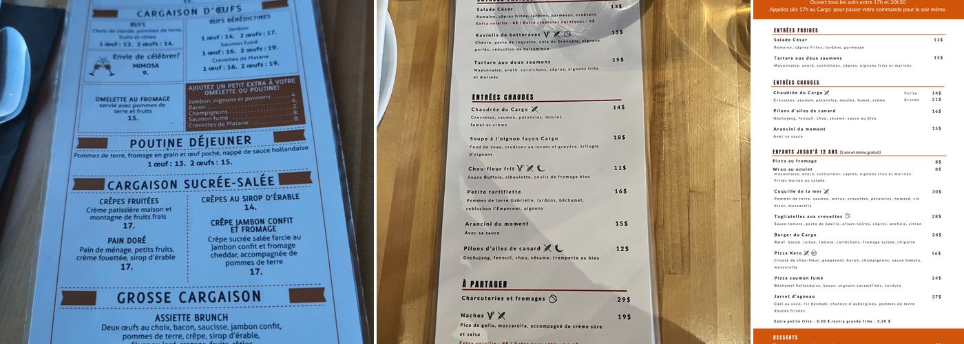 Restaurant Cargo Menu
