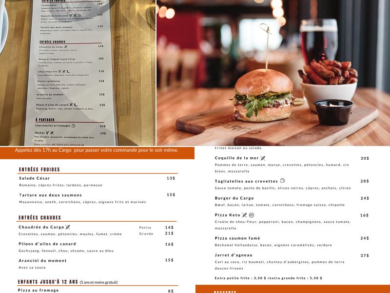Restaurant Cargo Menu