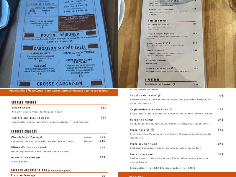 Restaurant Cargo Menu