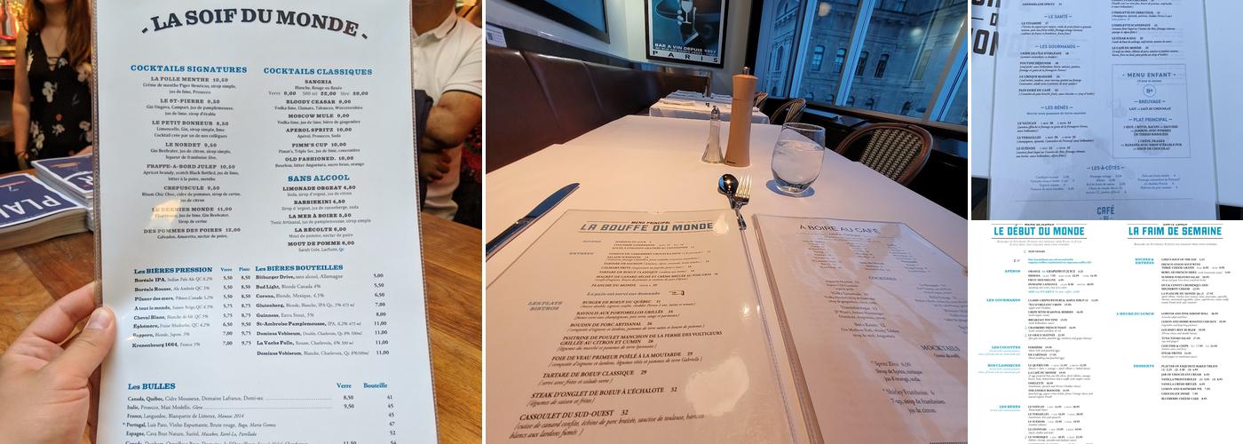 Le Café du Monde Menu