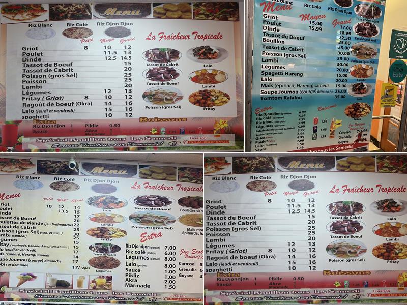 La Fraicheur Tropicale Menu