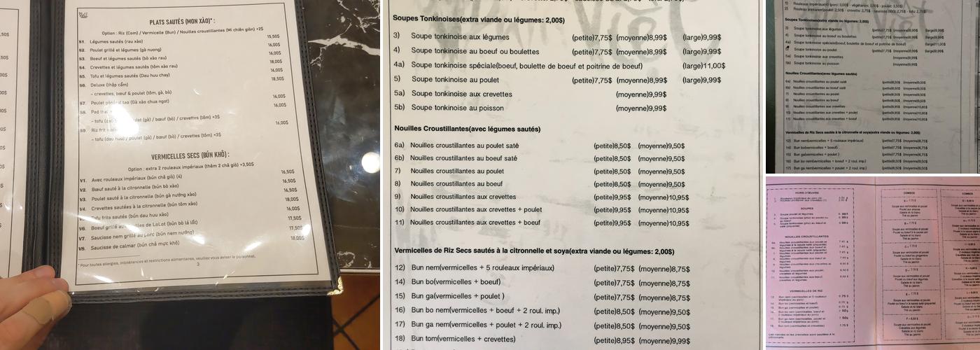 Bun Viet Beaubien Menu