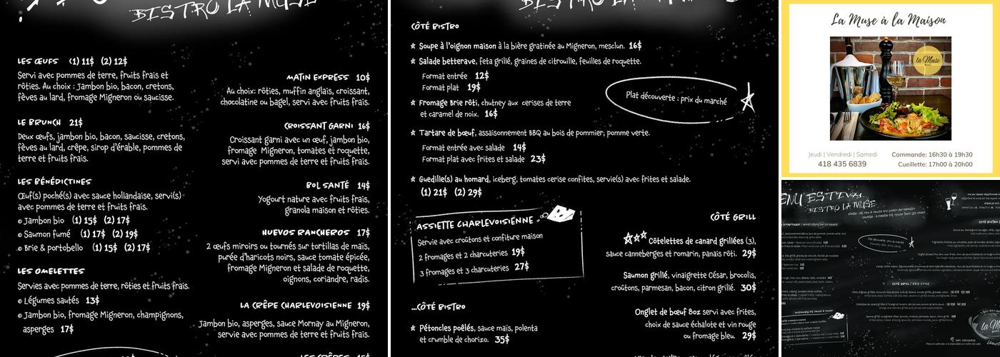 Bistro La Muse Menu