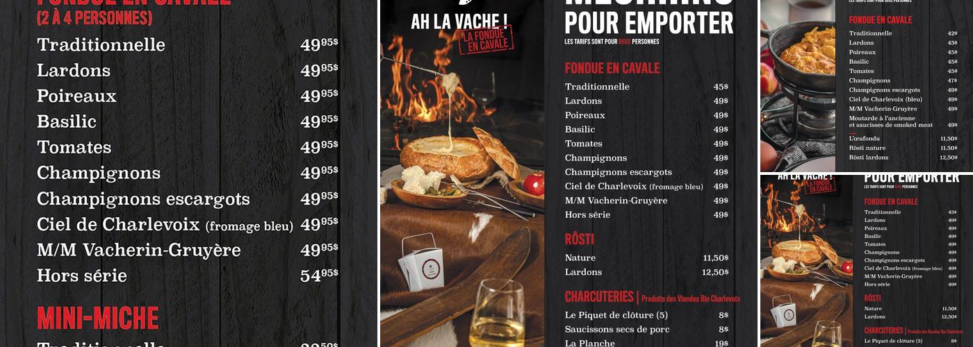 Ah La vache ! La fondue en cavale Menu