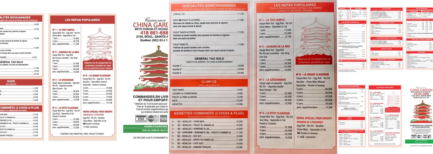 China Garden Inc. Menu