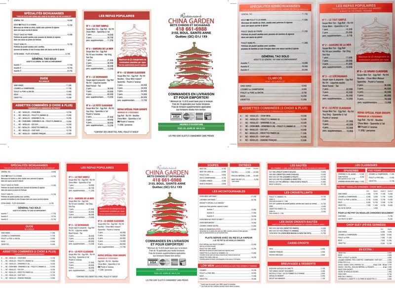 China Garden Inc. Menu