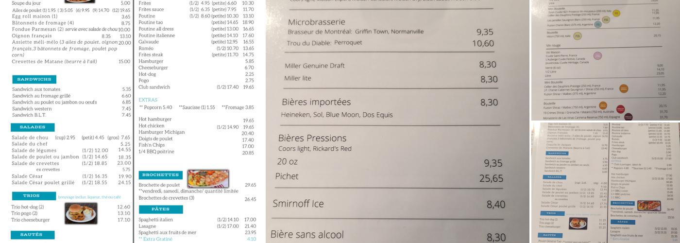 Restaurant P'Tit Rouet Menu