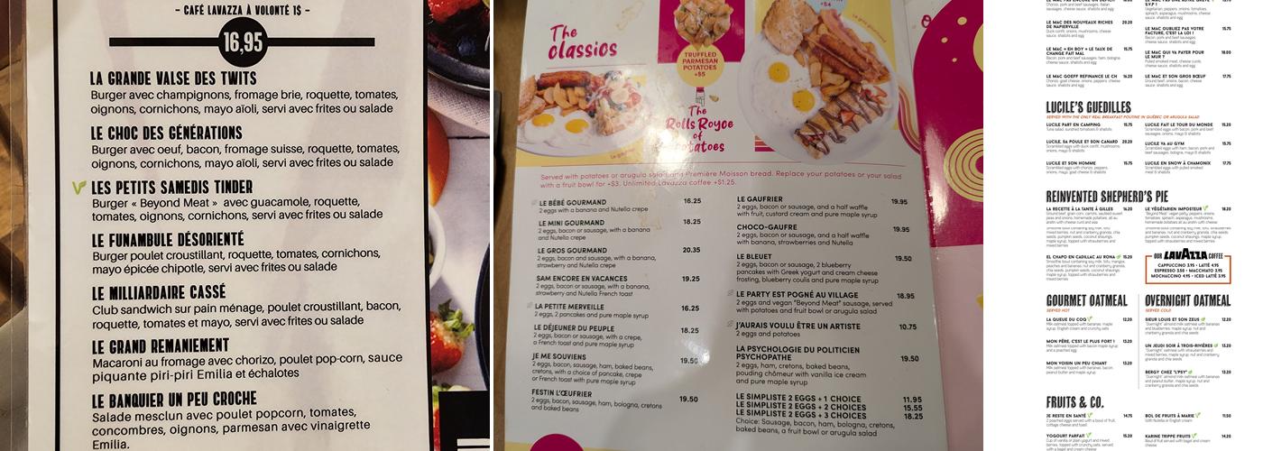 L'Oeufrier (Lachine) Menu