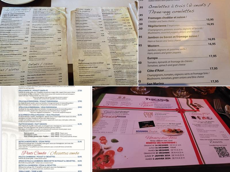 Restaurant Tuscanos Menu