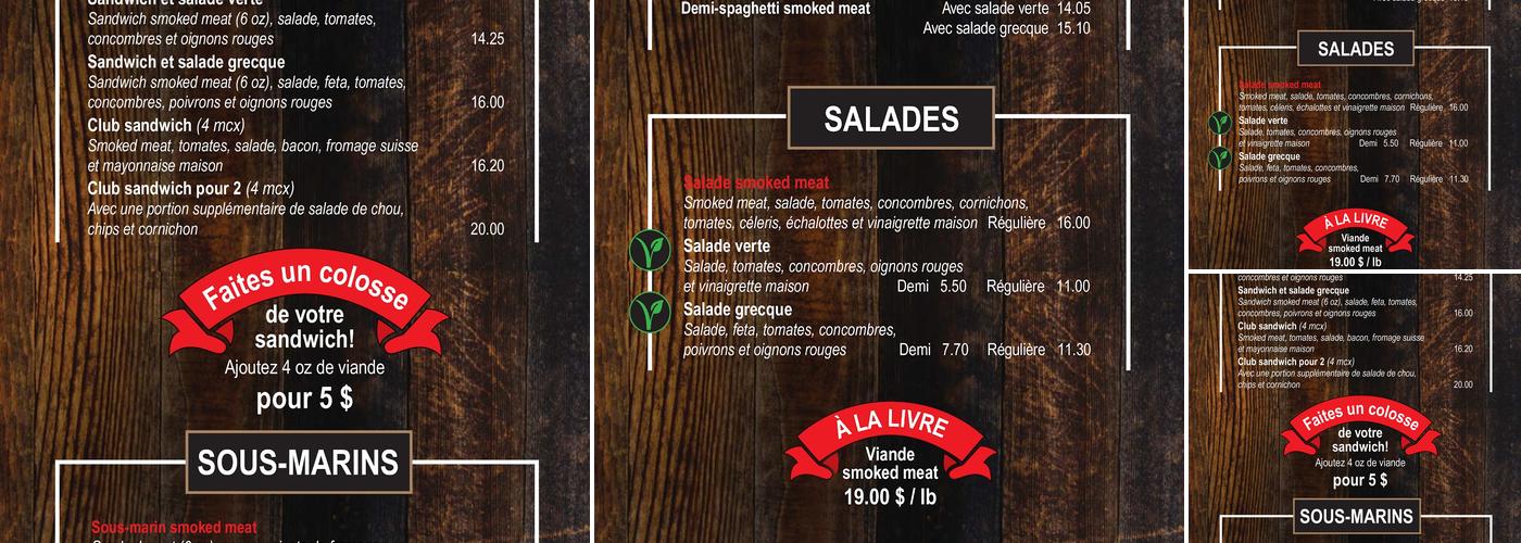 Harvey Smoked Meat Menu