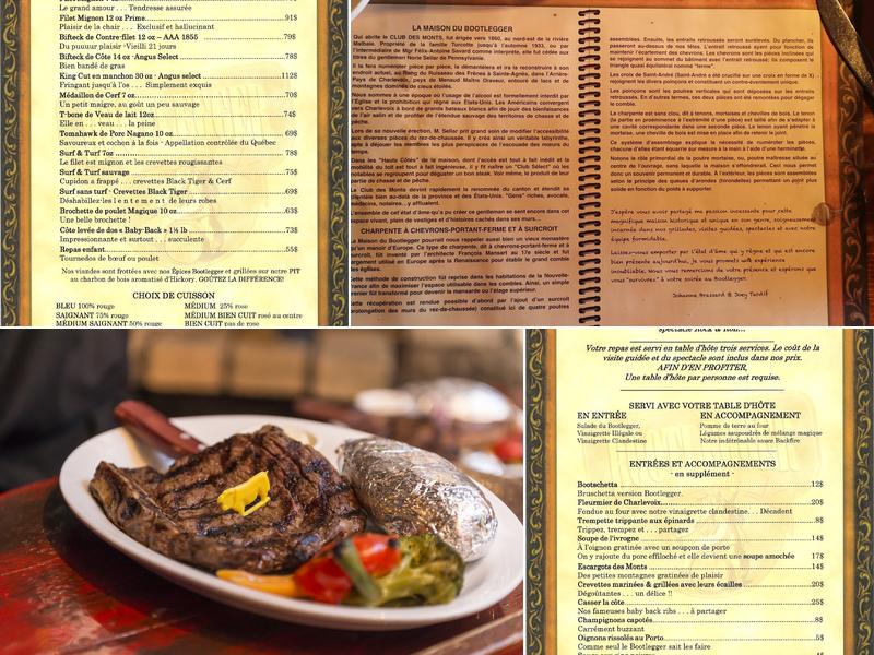 Maison du Bootlegger Menu