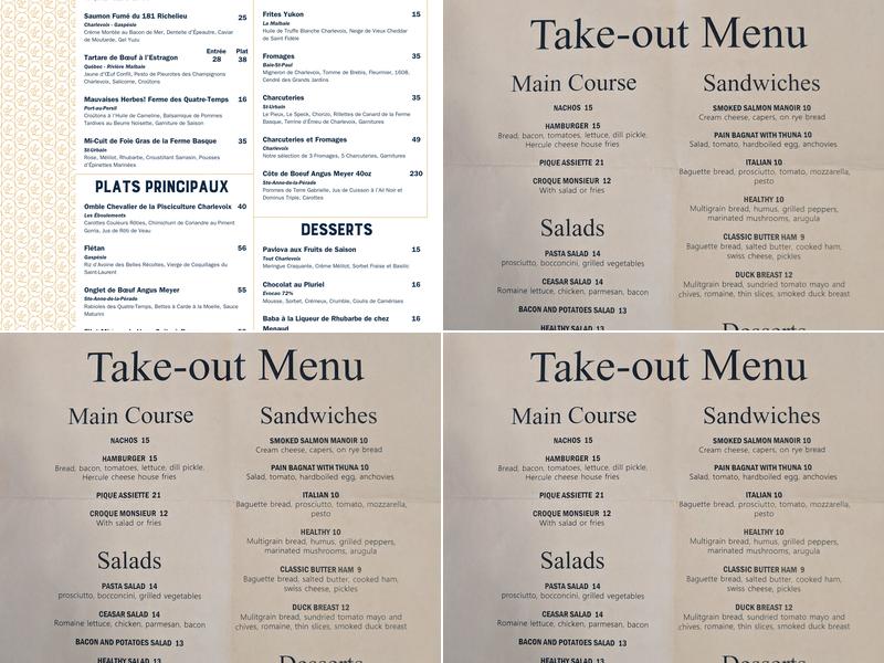 Le Saint Laurent Menu