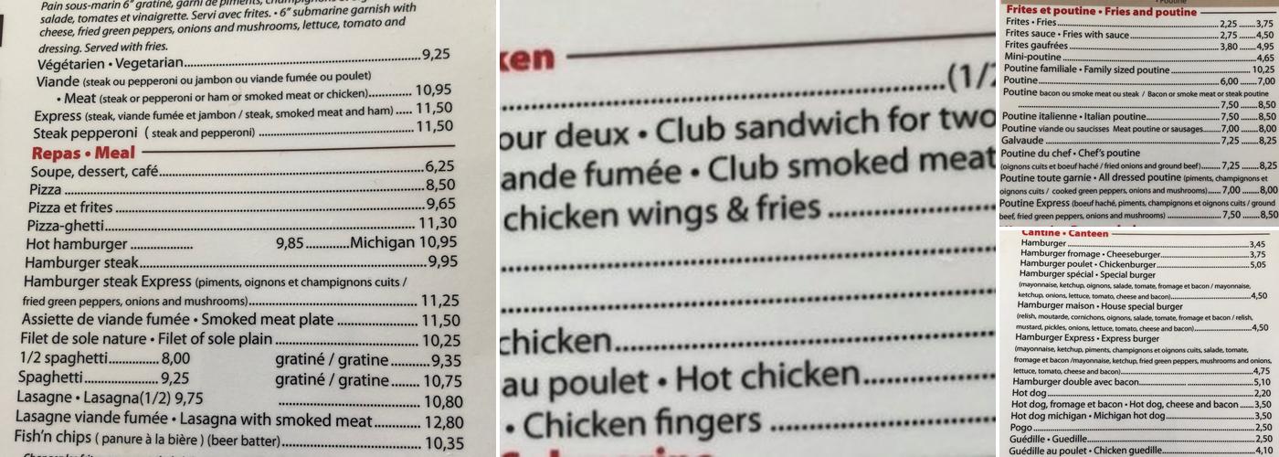 Restaurant L'Express Menu