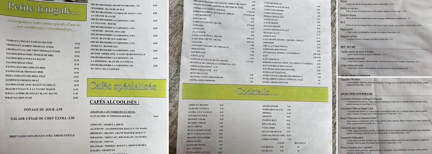 Café Bistro la Brûlerie Menu