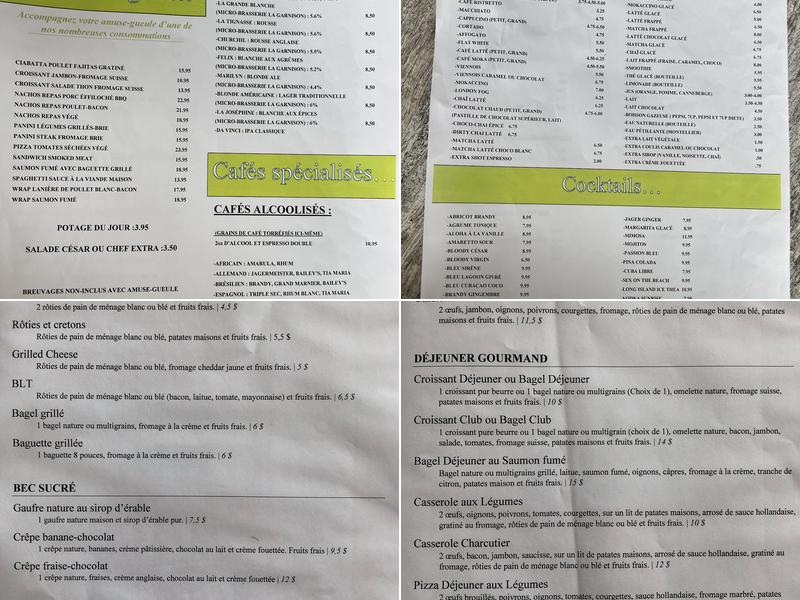 Café Bistro la Brûlerie Menu