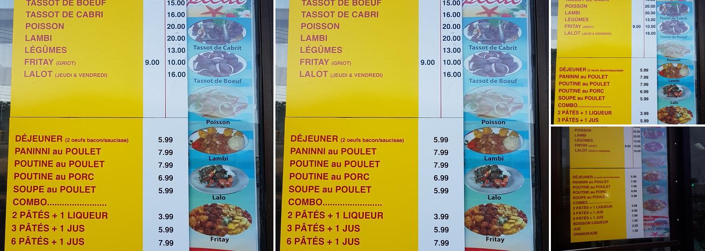 Au goût tropical Menu