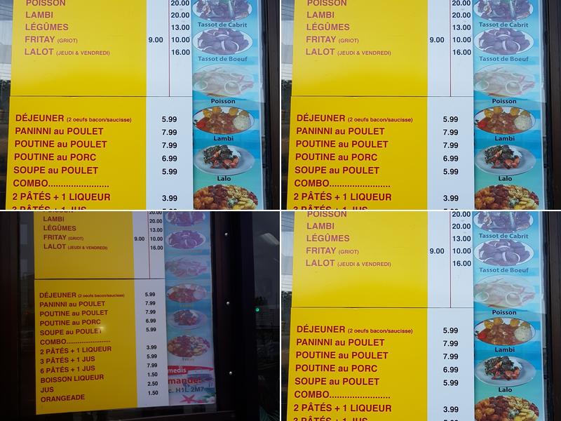 Au goût tropical Menu