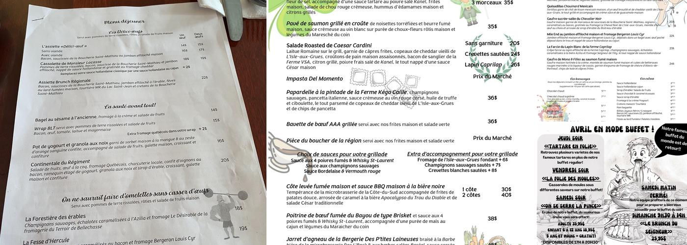 La Maison Rousseau, Auberge et Restaurant Menu