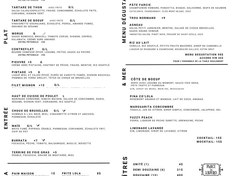 Lola 45 Menu