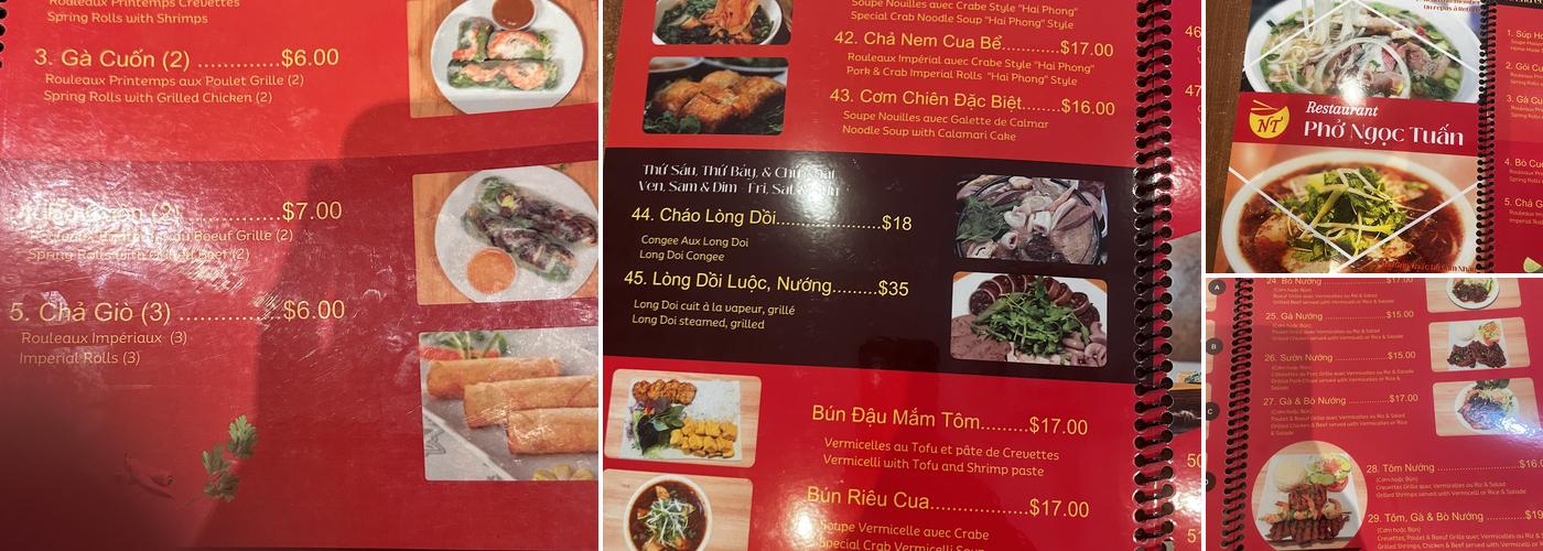Restaurant Pho Ngoc Tuan Menu