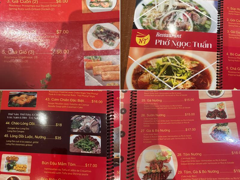 Restaurant Pho Ngoc Tuan Menu