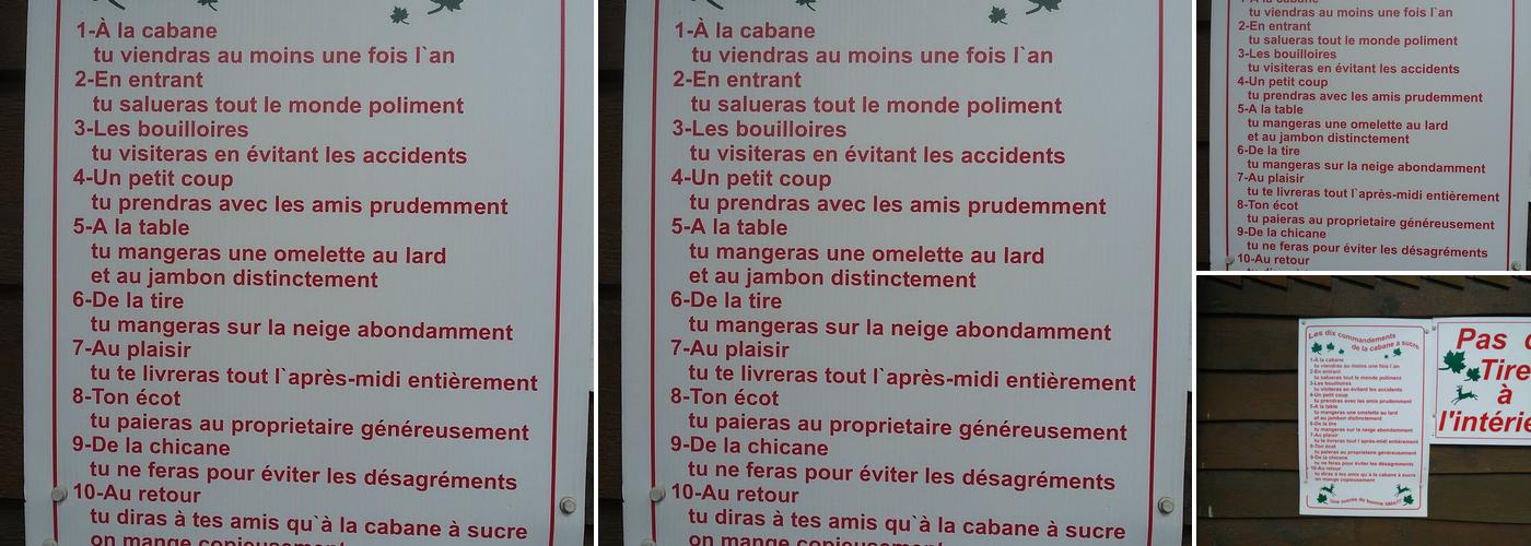 Cabane à Sucre Constantin Grégoire Menu