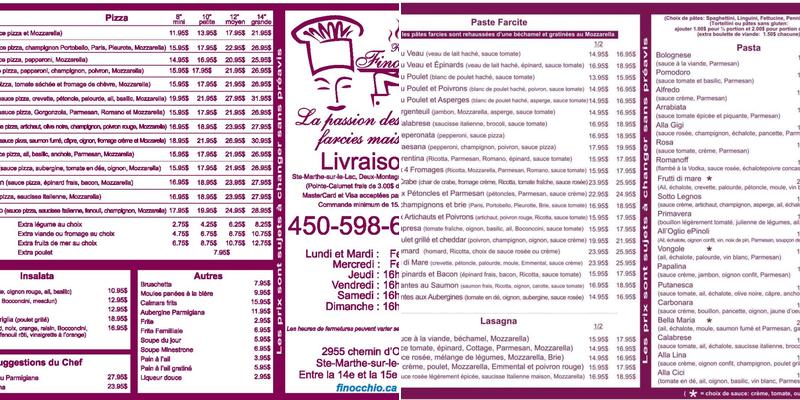 Restaurant Finocchio Menu