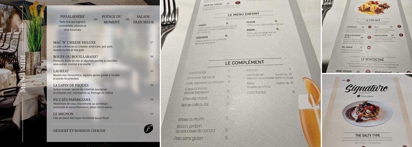 La Fenouillière Menu