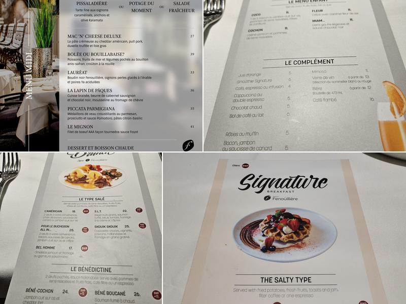 La Fenouillière Menu