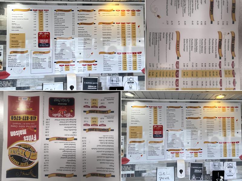 Casse-croûte Chez Bizou Menu