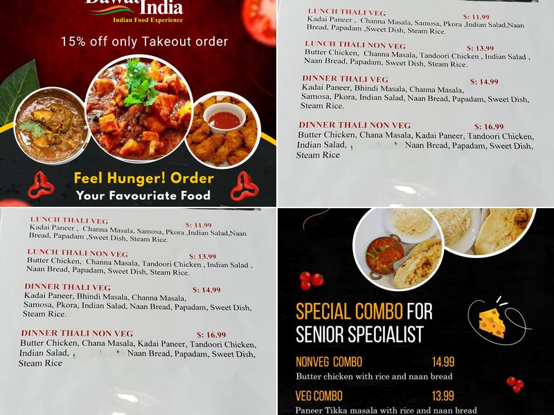 Dawat India Menu