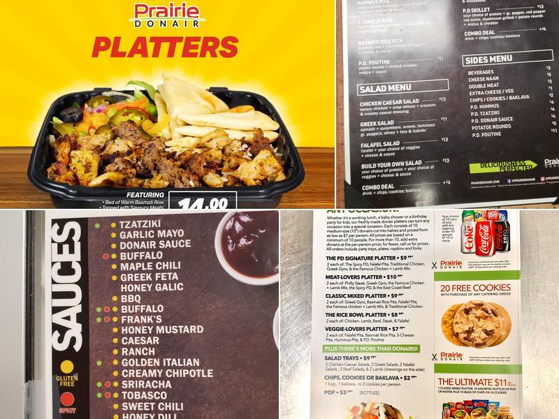 Prairie Donair Quance St. Regina Menu