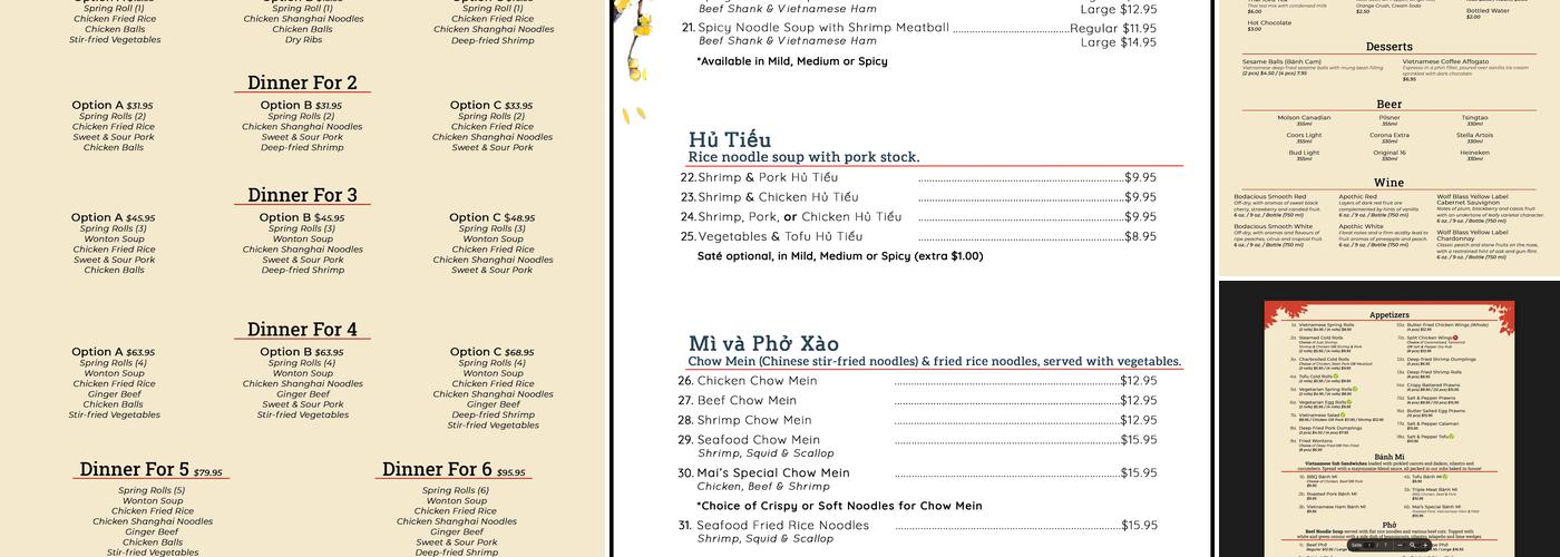 Mai's Kitchen Vietnamese Cuisine Menu