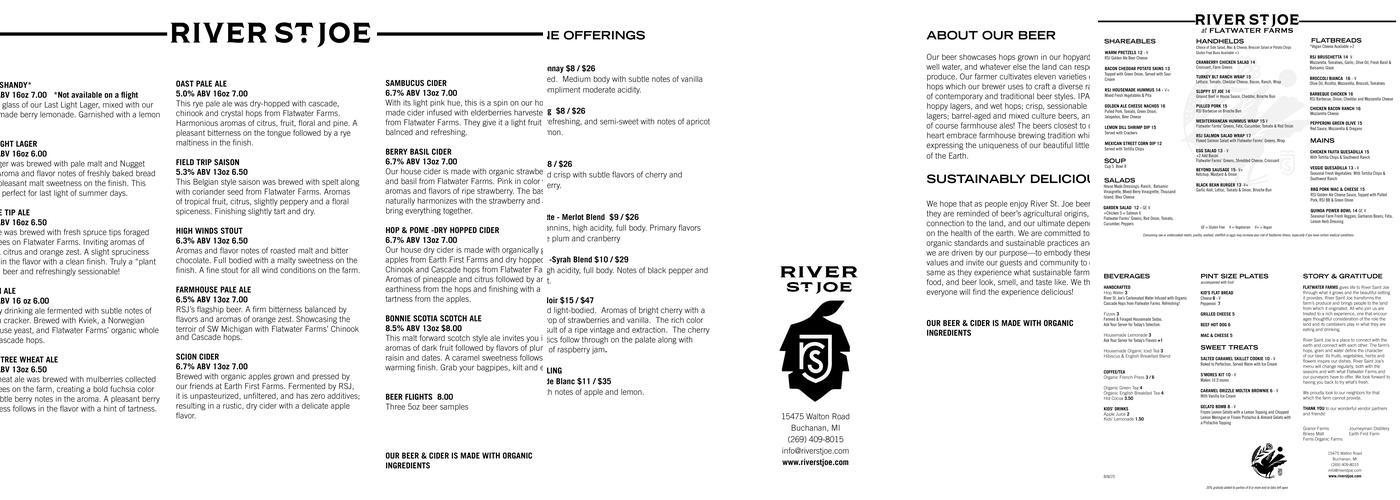 River Saint Joe Menu