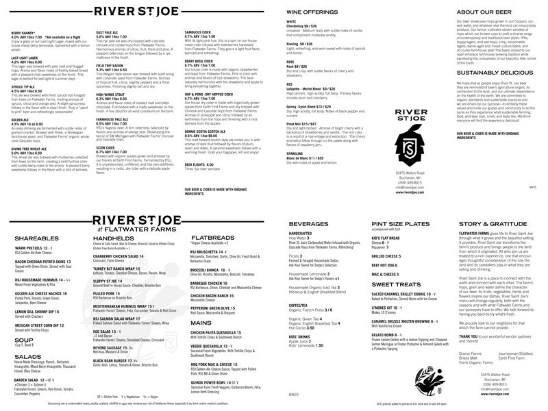 River Saint Joe Menu