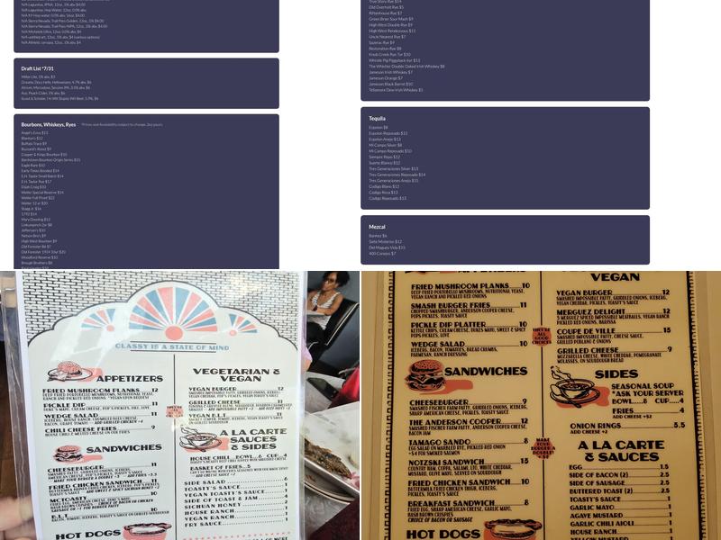 Toasty's Tavern Menu