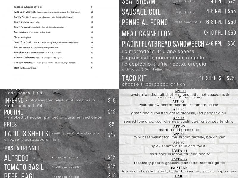 One Five One Social Menu