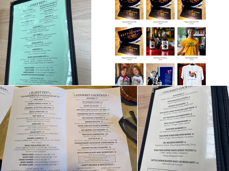 Settle Down Tavern Menu