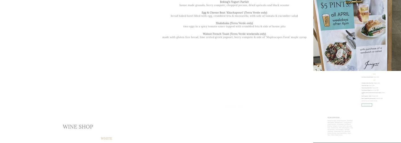 Juniper Cafe | Terra Verde Menu