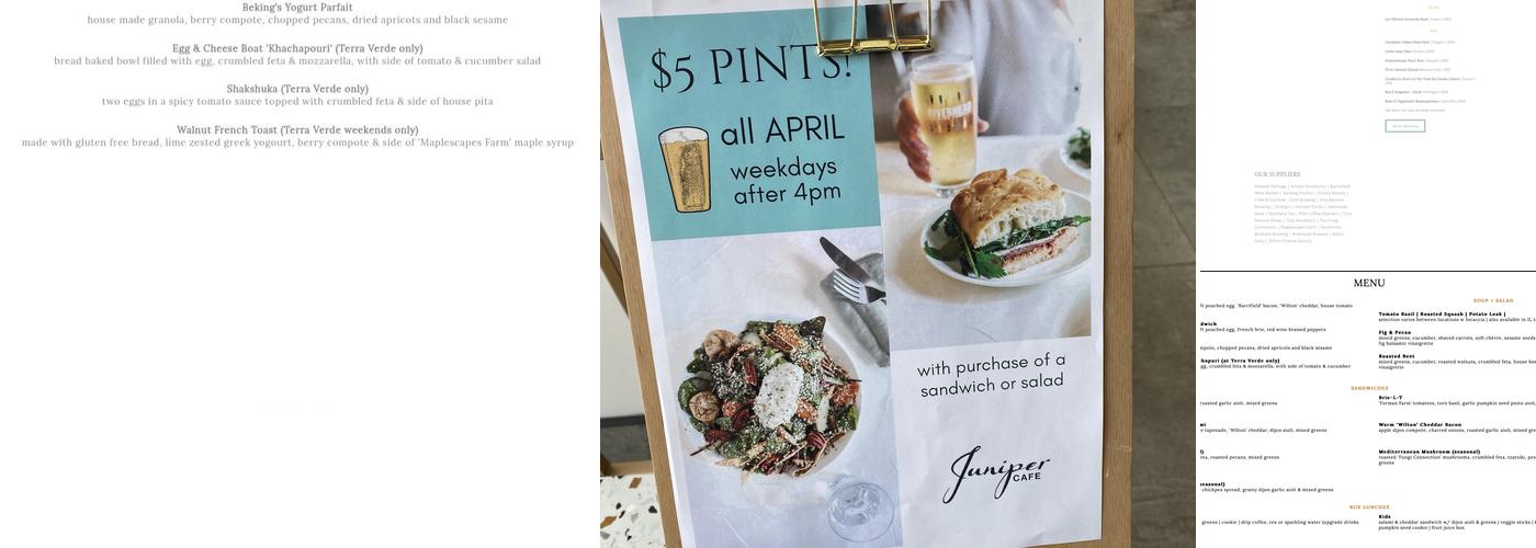 Juniper Cafe | Terra Verde Menu