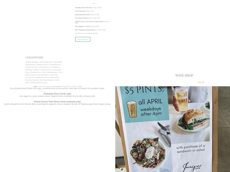 Juniper Cafe | Terra Verde Menu