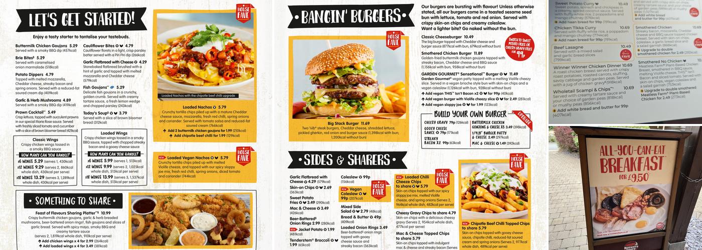 The Farrier Brewers Fayre Menu