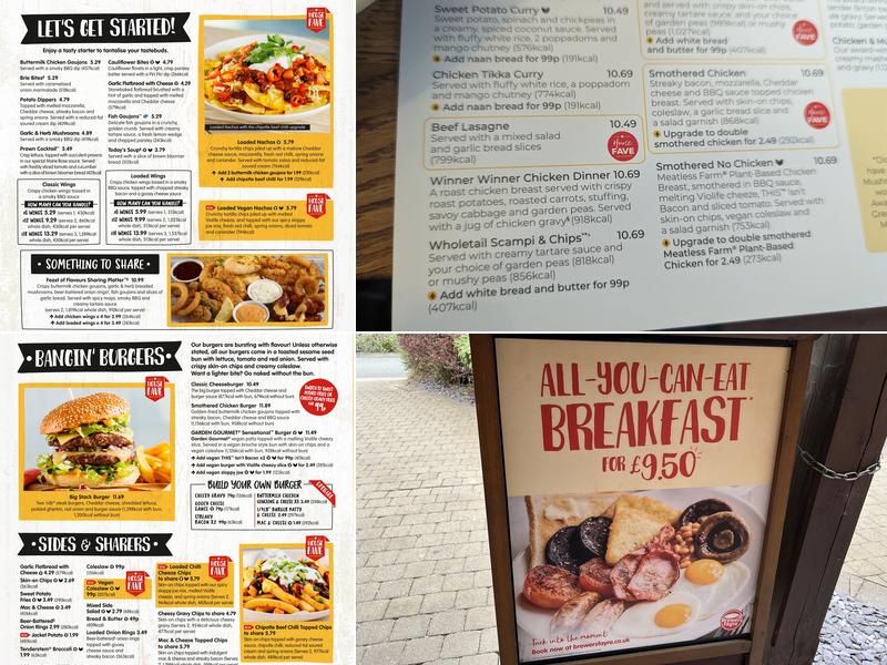 The Farrier Brewers Fayre Menu