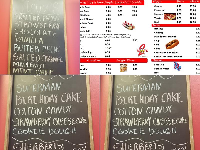 2 Scoops Ice Cream Eatery Menu